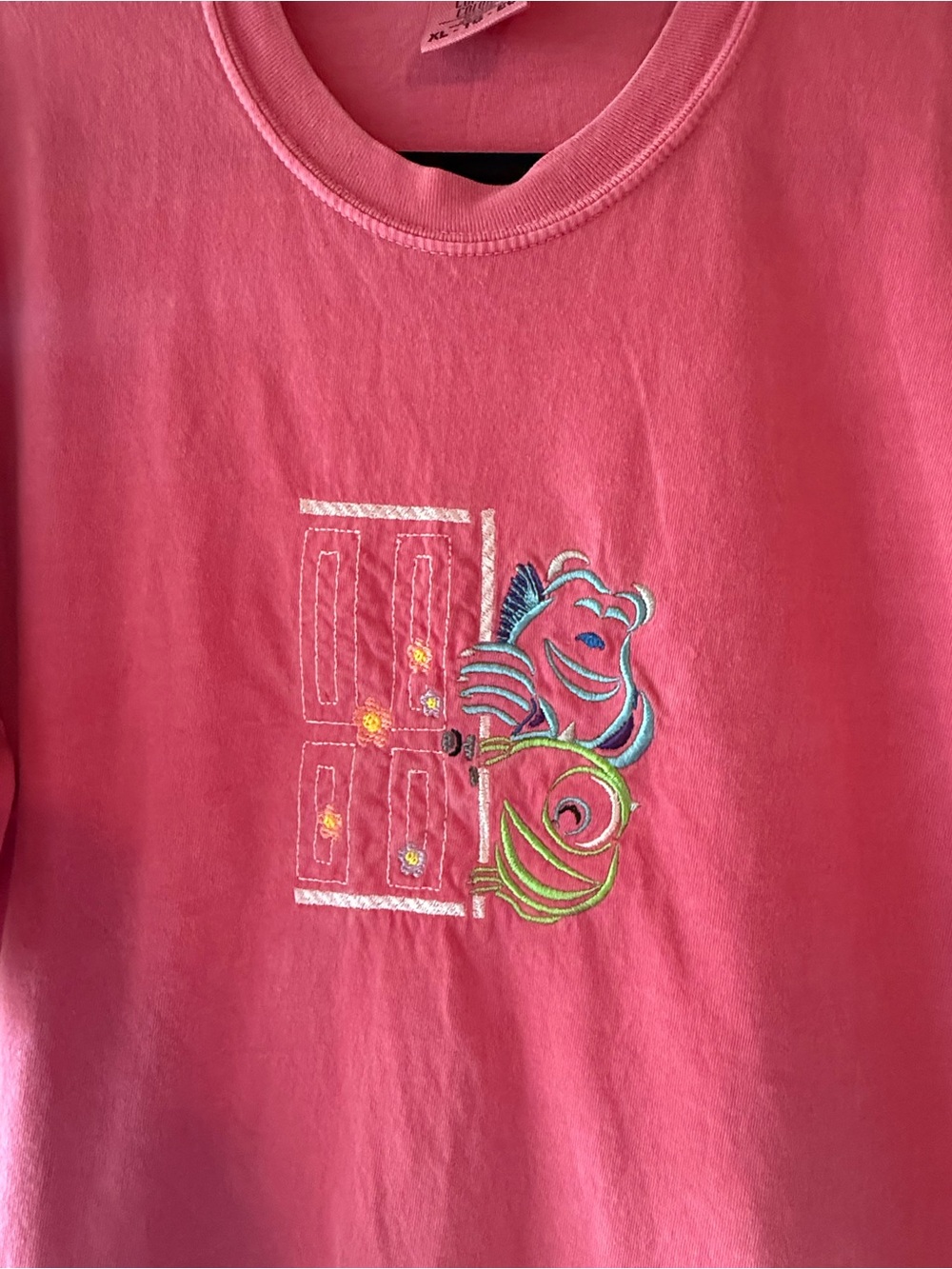Pink Monsters Inc Mike & Sully Embroidered Shirt